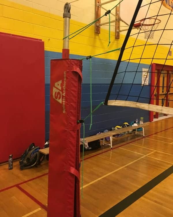 volleyball pole with padding and net