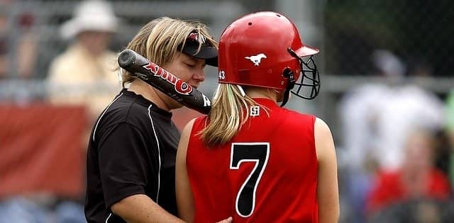 Player talking to a coach 