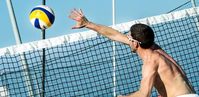 Woman hitting volleyball