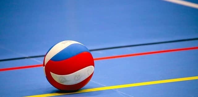 A volleyball on the floor