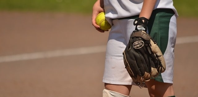 Softball pitcher ready to pitch a ball