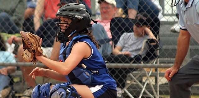 Woman softball catcher