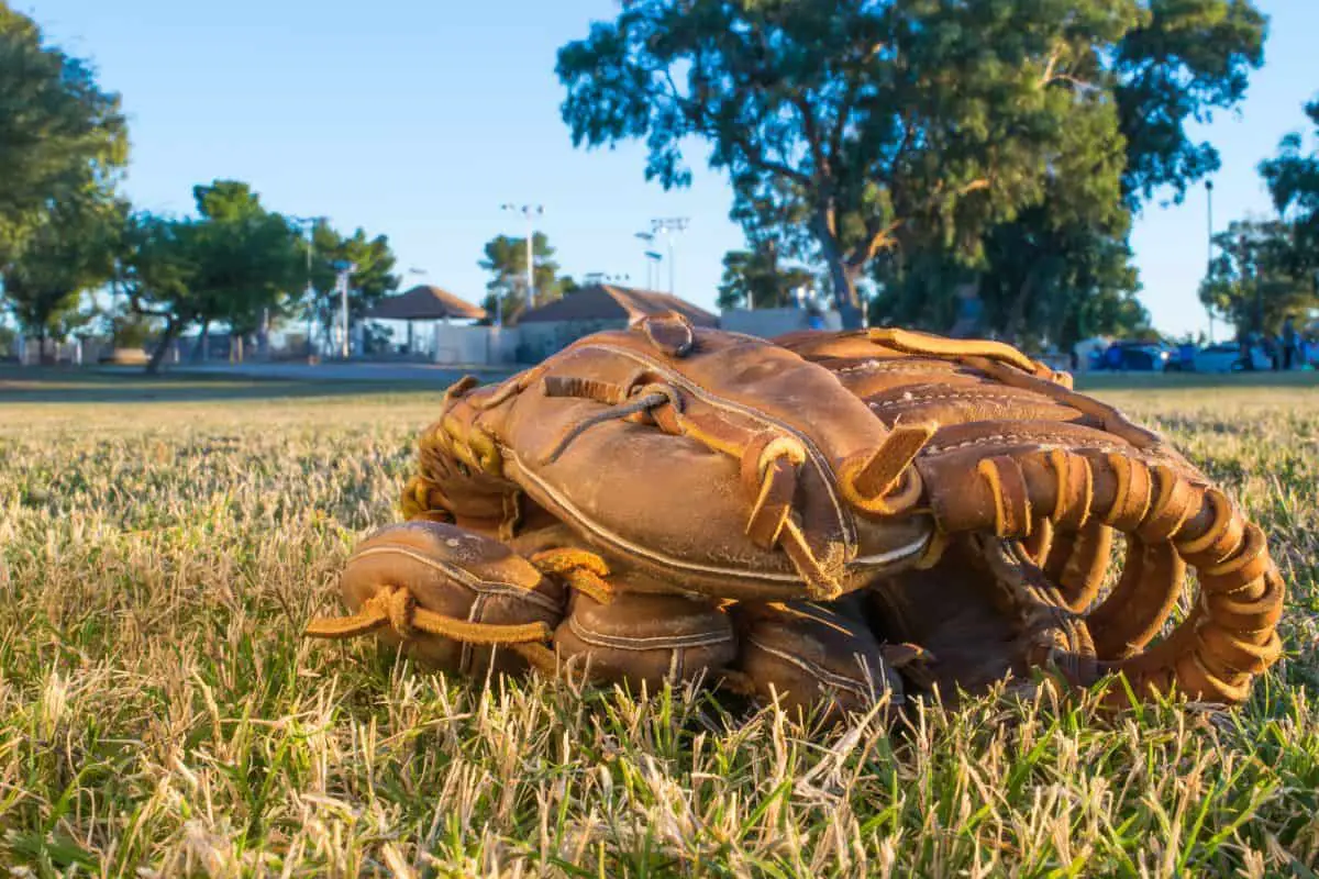 Baseball glove on the ground