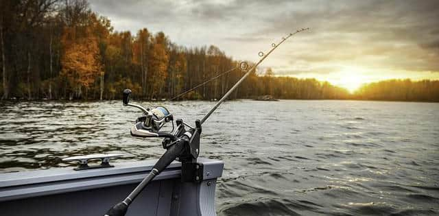 Fishing rod attached to a boat